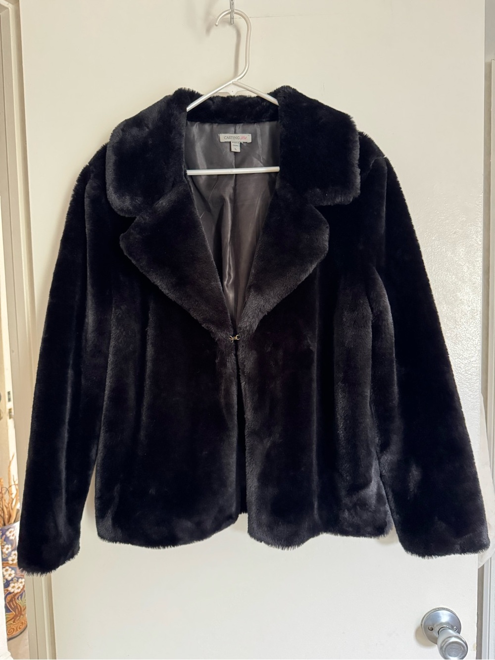 Classic Black Teddy Faux-Fur Jacket